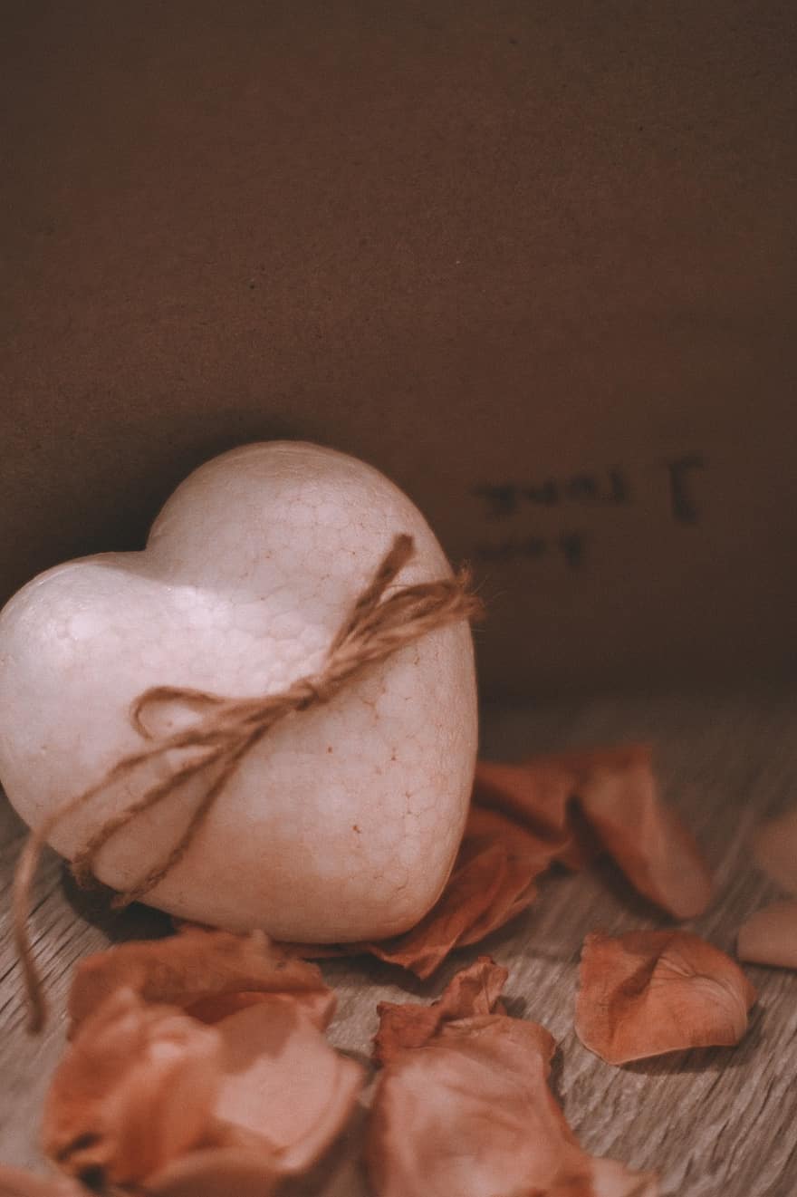 srdce, Valentýn, dar, růže, milovat, detail, dřevo, romantika, list, pozadí, tvar srdce