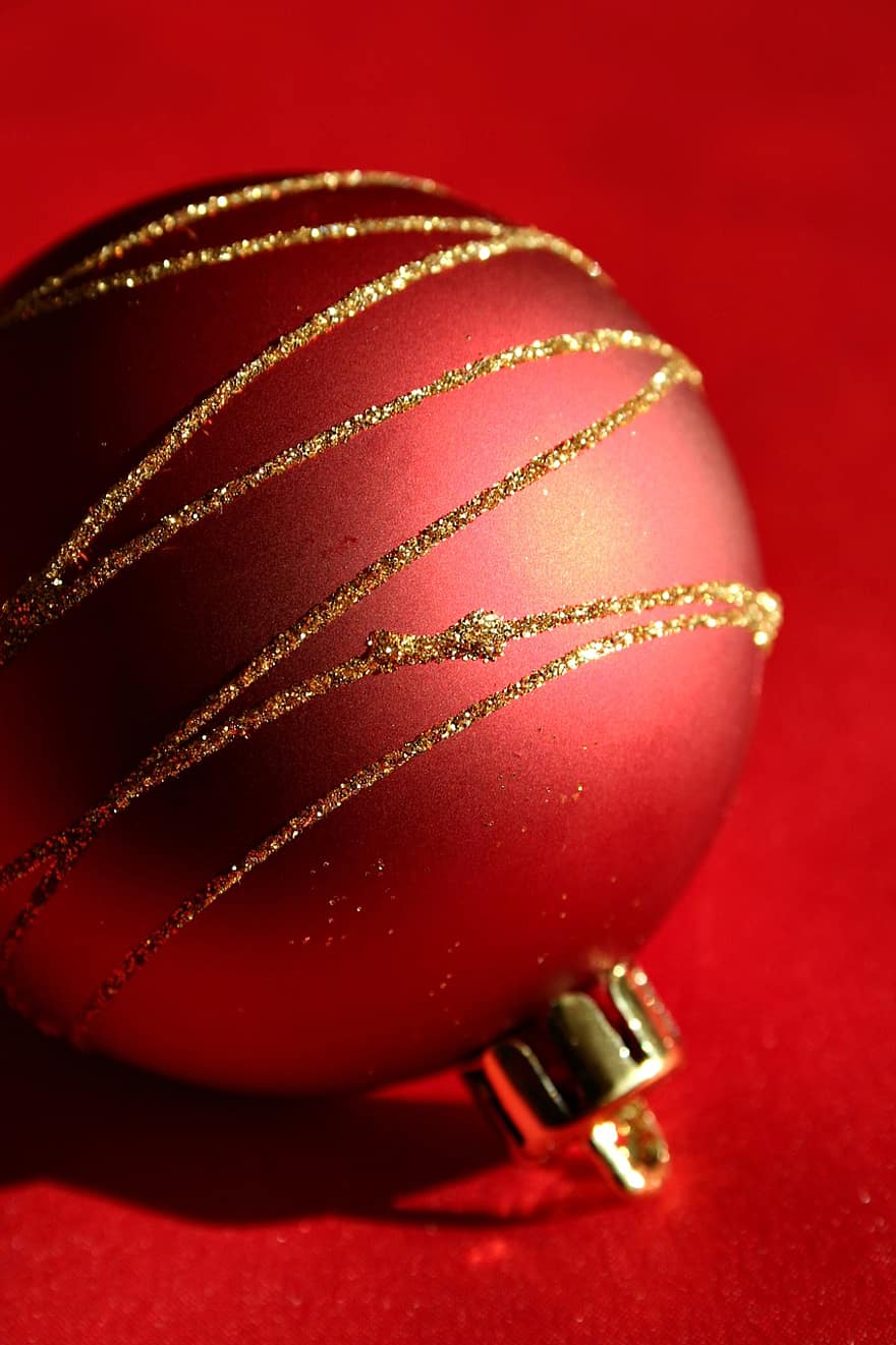 jul, julballer, dekorasjon, rød, glitrer, dekor, baubles, Jule dekorasjoner, julepynt, detaljert