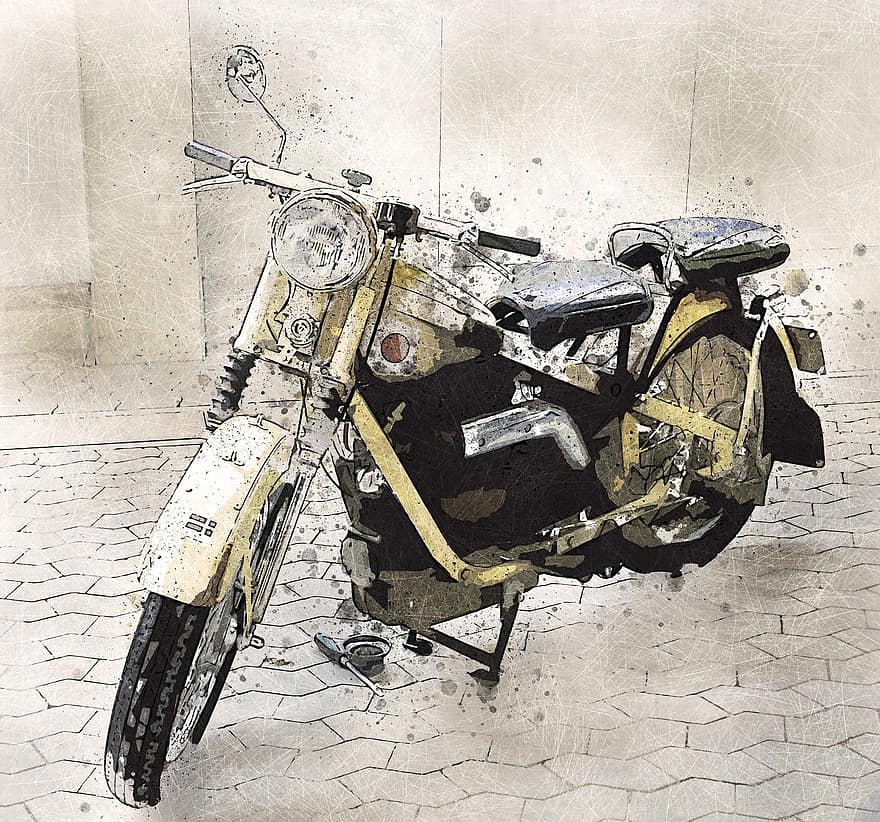 Old Timer, Motorcycle, Nimbus, Historic Motorcycle, Old Motorcycle, Machine, Classic, Two Wheeled Vehicle, Historically, Digital Sketch, Digital Creation