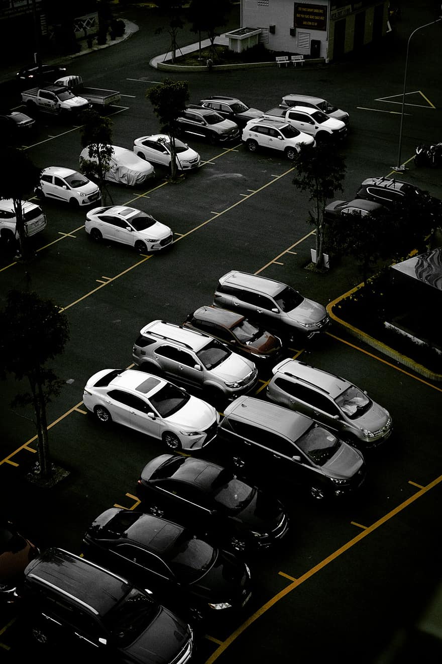 bilar, parkeringsplats, parkeringsgarage, fordon, parkerad bil, vietnam, Asien, bil, transport, trafik, landfordon