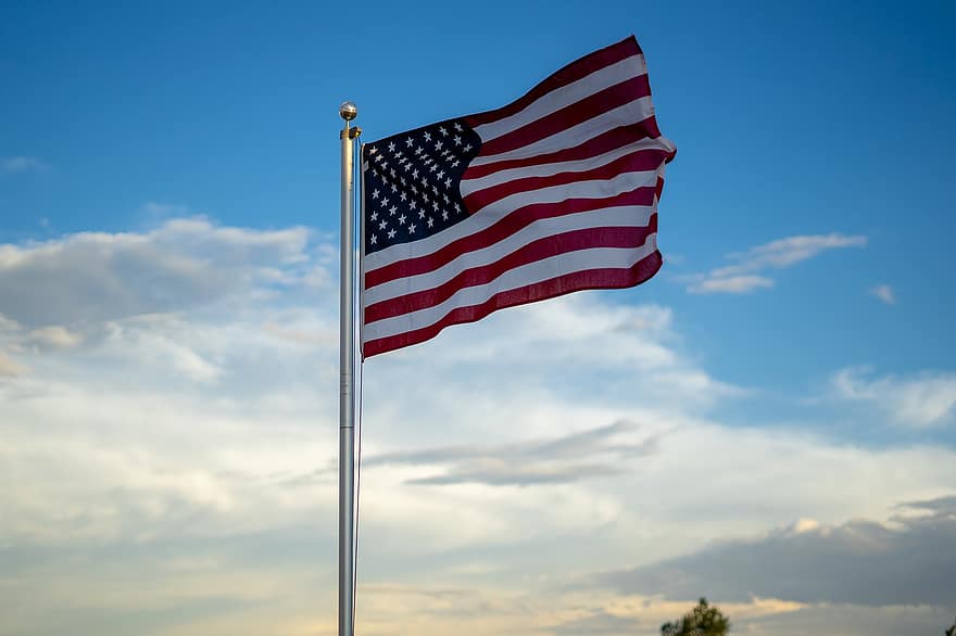 zászló, USA, hazafias, hazafi, szimbólum, dom