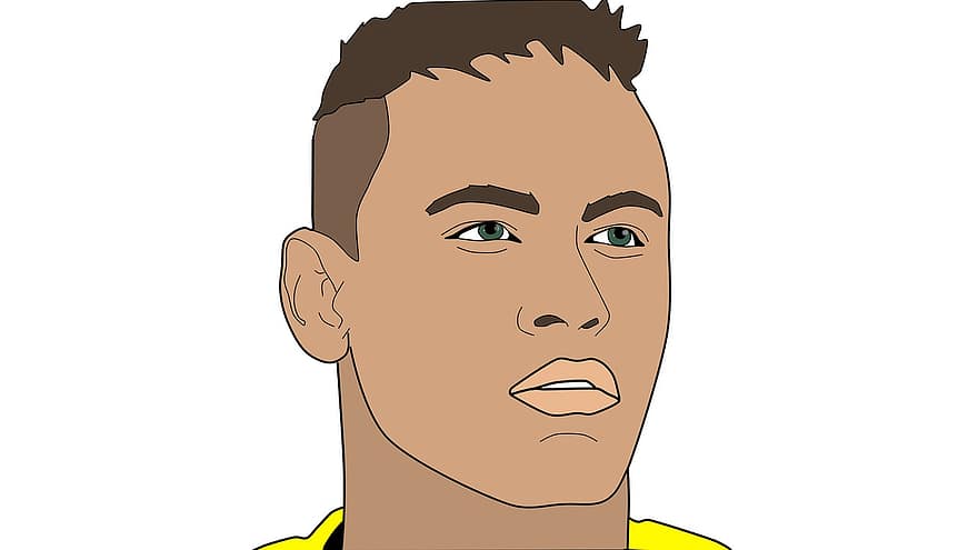 neymar, jogador de futebol, retrato, Preto