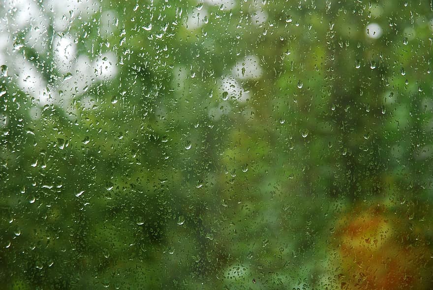 कांच की खिड़की, वर्षाबूंदों, बारिश हो रही, वर्षा, पृष्ठभूमि, ड्रॉप, बूँद, खिड़की, क्लोज़ अप, मौसम, भीगा हुआ
