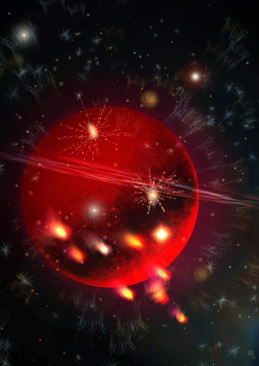 rød planet, stjerne, univers, rom, eksplosjon, Melkeveien, galakse, astronomi