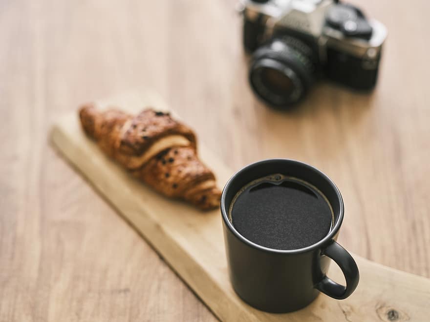 croissant, kávé, reggeli, falatozás