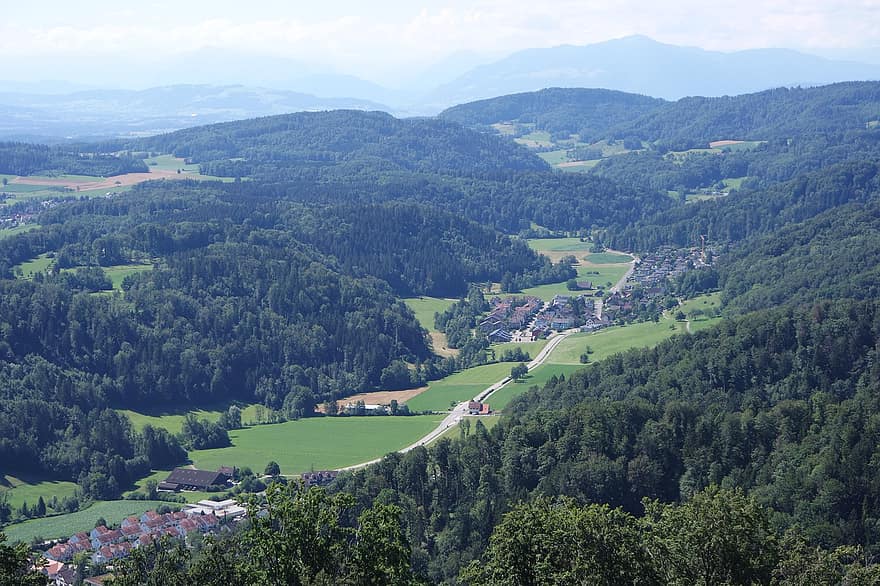 цюрих, Uetliberg, токоррекция-Кульм, вид на гору, Сталликон, место нахождения, высокогорный, вершина Цюриха, терраса, пейзаж, лес