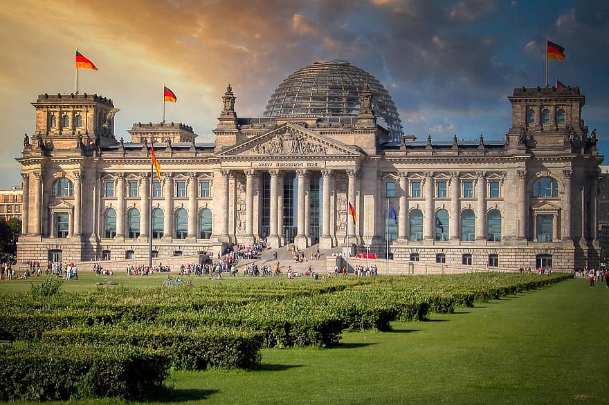 Berlina, Reichstag, edificio del gobierno, parlamento, paquete, arquitectura, fachada, histórico, punto de referencia, parque, lugar famoso