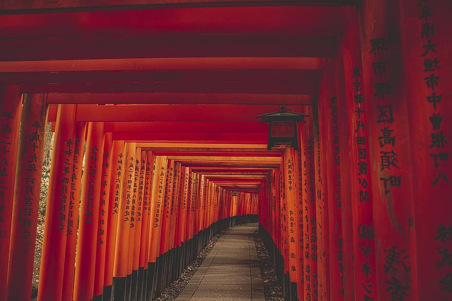 Japan, Torii, Sanctuary, Kyoto, Gate, architecture, cultures, religion, famous place, east asian culture, lantern
