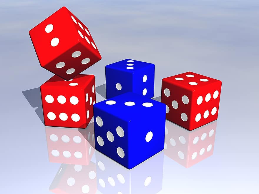 Dobbelsteen, gaming, spel, geluk, het gokken, kans, casino, risico, fortuin, Blauw gamen, Blauw spel