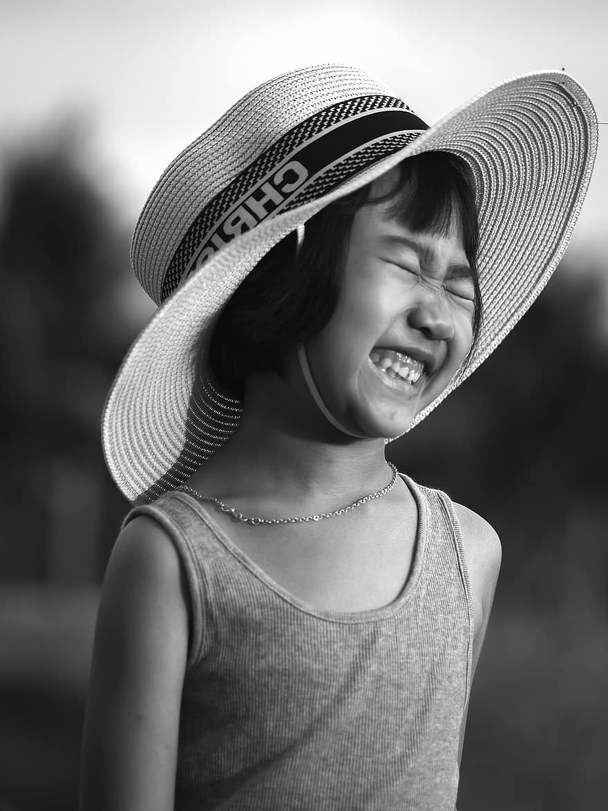 Vietnam, Kid, Cute, Funny, Laughing, Emotion, Monochrome, Child, one person, women, lifestyles