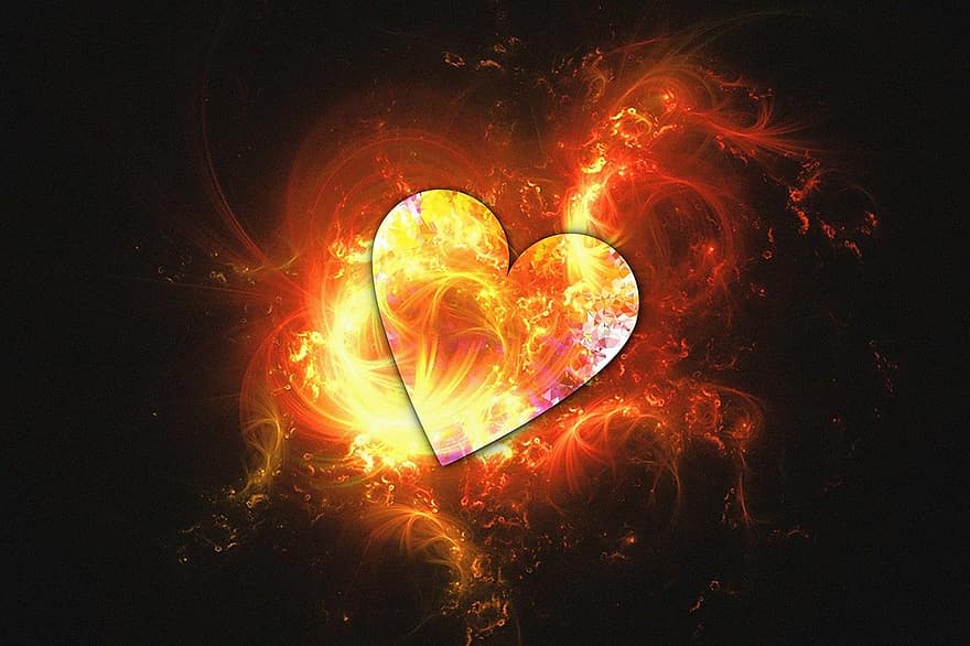 A Heart, Fire, Burning, Love, Blaze, Feelings, Burn, Symbol, Surrealism, Desktop Wallpaper, Phone Wallpaper