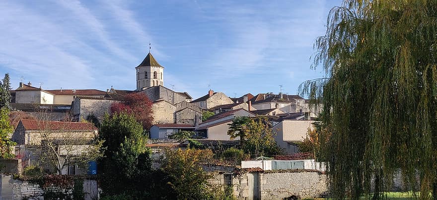 Village, Town, Houses, France, Rouilac, architecture, building exterior, old, cultures, christianity, history
