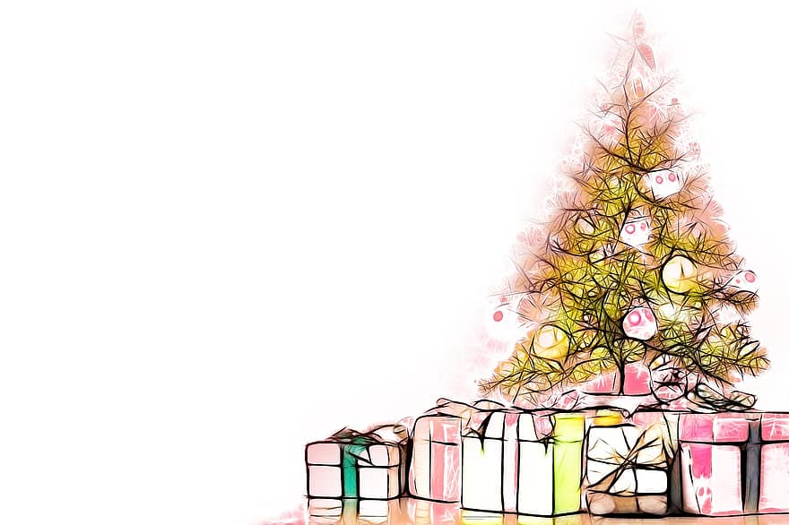 Boże Narodzenie, udekorować, dekoracja, prezent, prezenty, drzewo