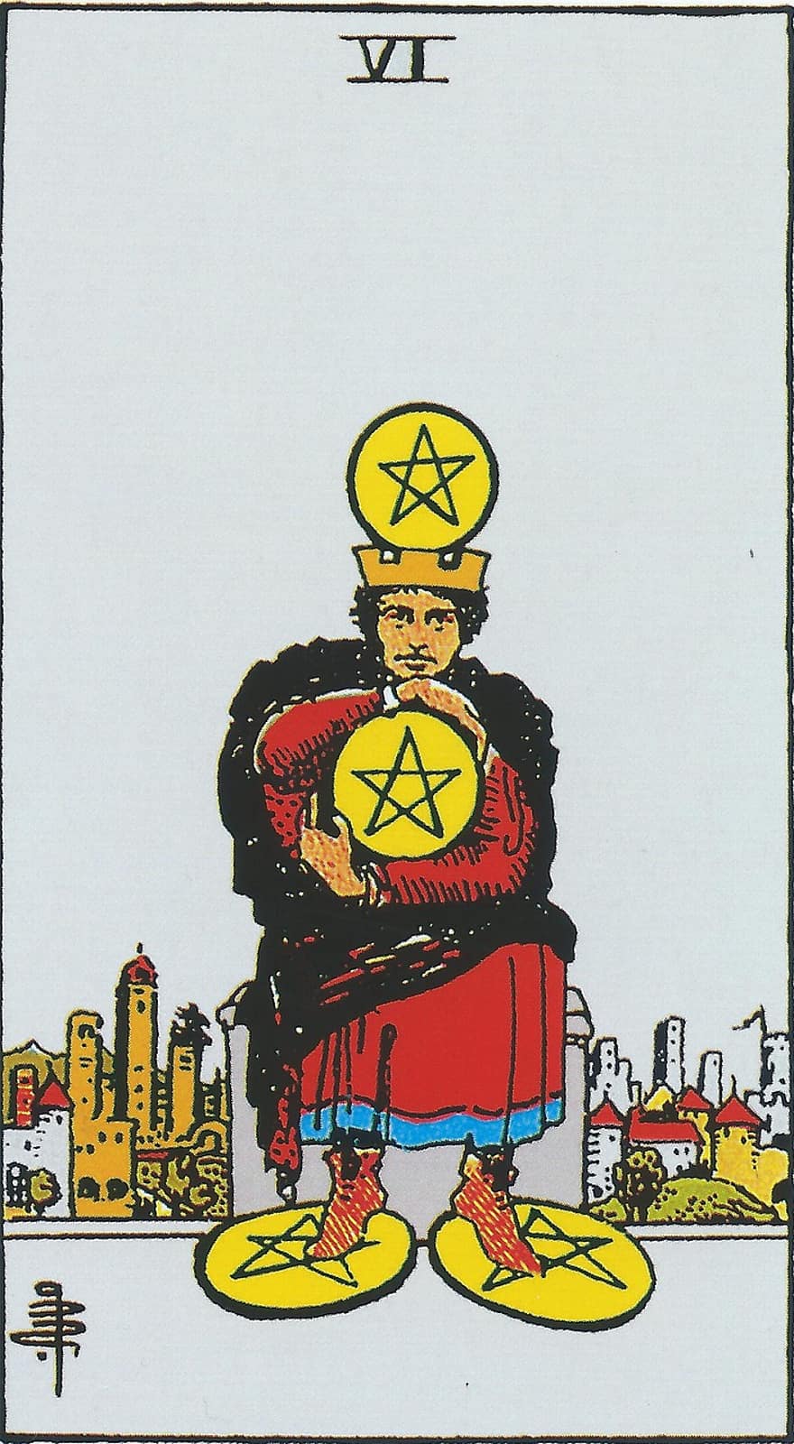 Patru De Pentacule, taroc, card, pentacles, monede, Arcane minore, Rider-waite, divinaţie, spiritualitate