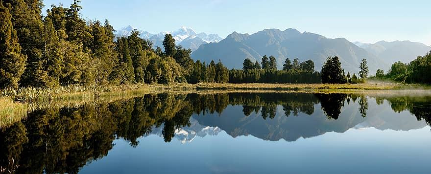 monta il cuoco, montagne, lago, riflessione, Nuova Zelanda, natura, paesaggio