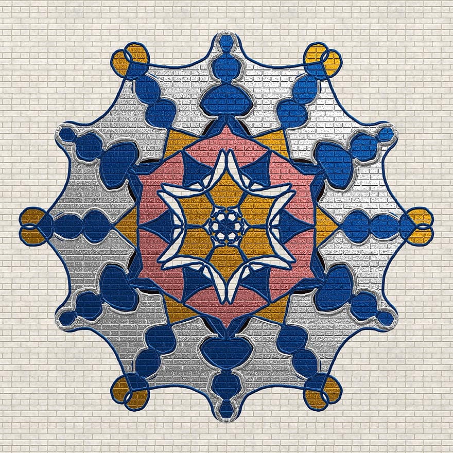Mandala, Wand, Stein, symmetrisch, Ziegel