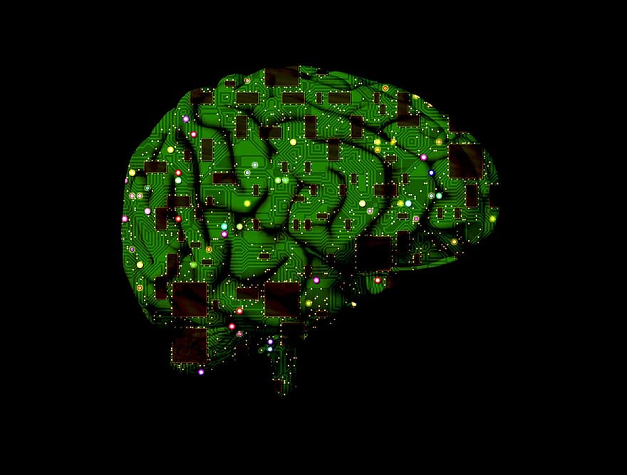 뇌, 회로, 지성, 인공의, 가공, 사이버네틱스, 마이크로 칩, 정보, 블랙 브레인