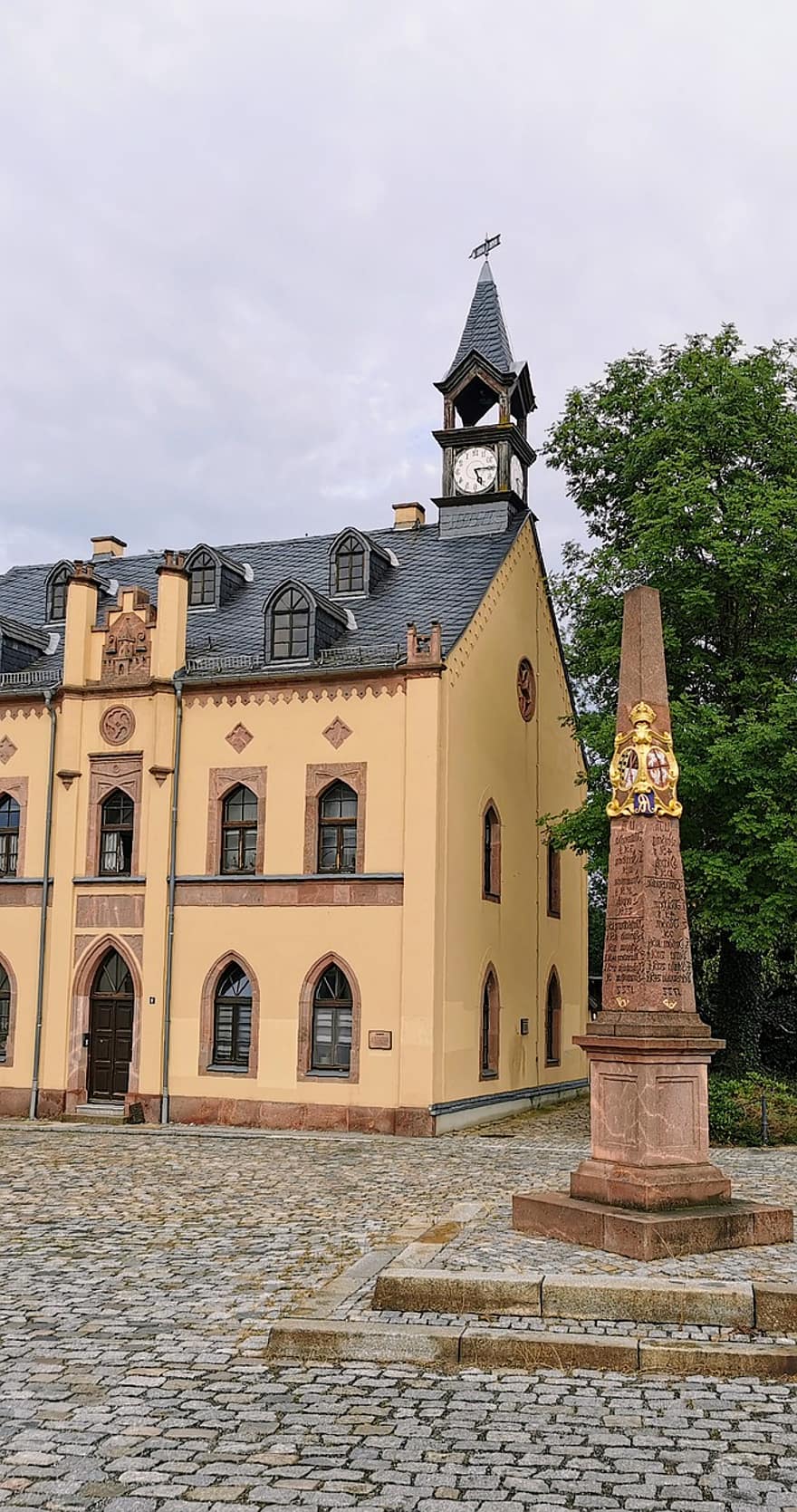Rochlitz, post kolumn, stad, borgarens hus, Tyskland, centrala axeln, sachsen, historisk