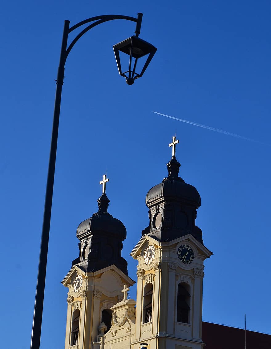 Església, arquitectura, façana, exterior, Hongria, tata, torre, cristianisme, religió, creu, lloc famós