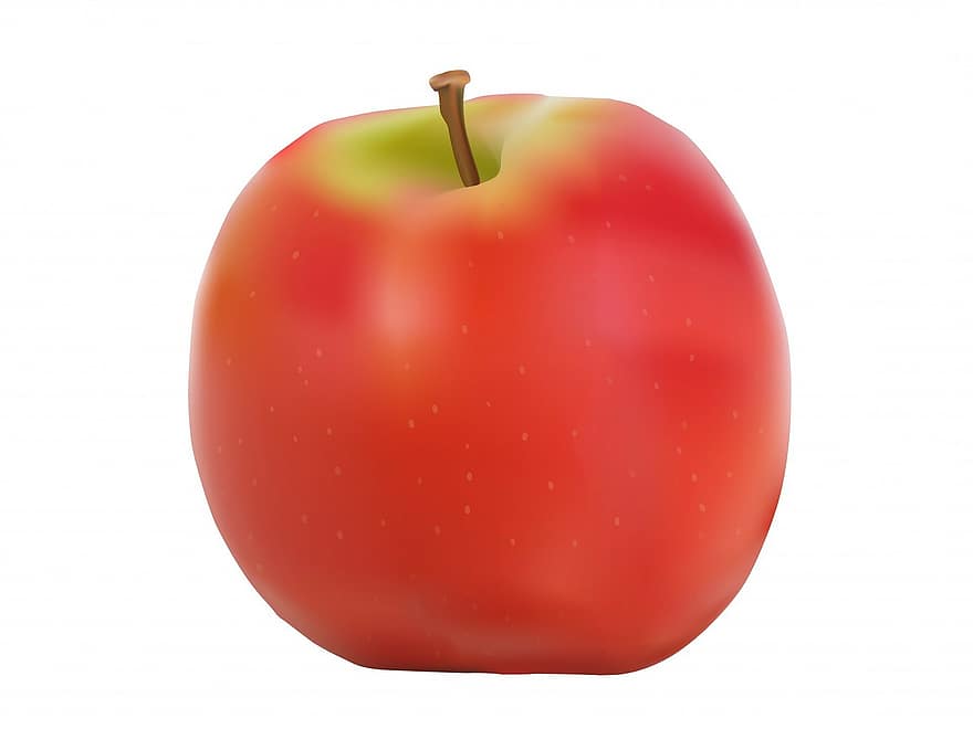 jabłko, czerwony, duży, owoc, jedzenie, sztuka, odosobniony, biały