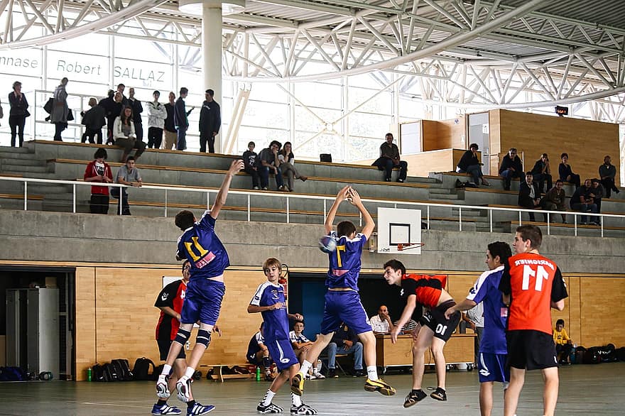 handball, action, attaque, la défense, jeunesse, sport, athlétique, Jeune, Cluses de handball, à l'intérieur, groupe de personnes