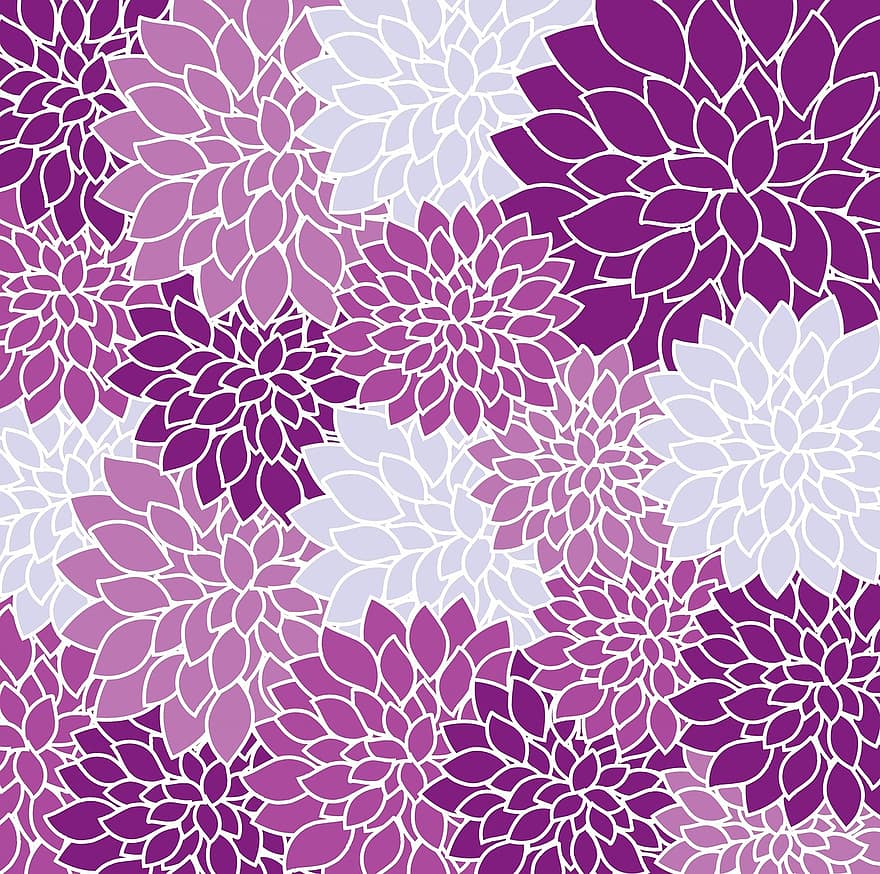 Floral, Wallpaper, Flowers, Dahlia, Purple, Background, Pattern, Paper, Design, Vintage, Floral Background