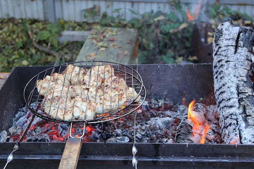 ngọn lửa, than, bbq, Shish kebab, koster