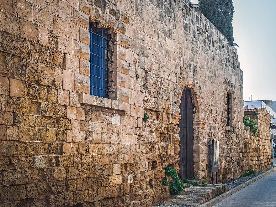gammelt hus, stein bygget, arkitektur, fra middelalderen, gate, venetiansk hus, Famagusta, Kypros, fasade, gammel, historie