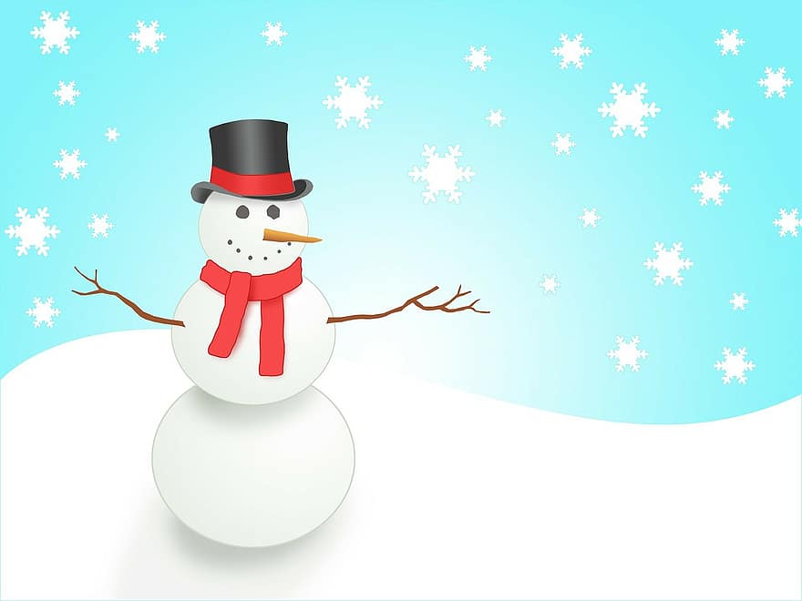 artistik, manusia salju, salju, musim dingin, bermain, kepingan salju, hari Natal, liburan, senang, topi, syal