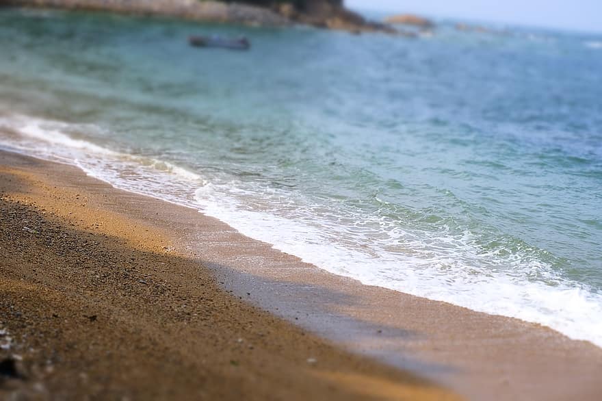 oceano, de praia, areia, ondas, costa, período de férias
