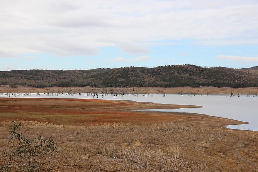 Keepit-tó, tó, aszály, száraz, természet, tájkép, Ausztrália, NSW, ország
