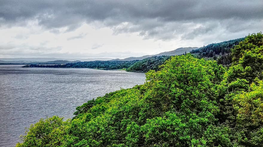 Lake, Trees, Forests, Clouds, Mountains, Scotland, Ben Lomond, Highlands, Landscape, Scottish, Outdoors