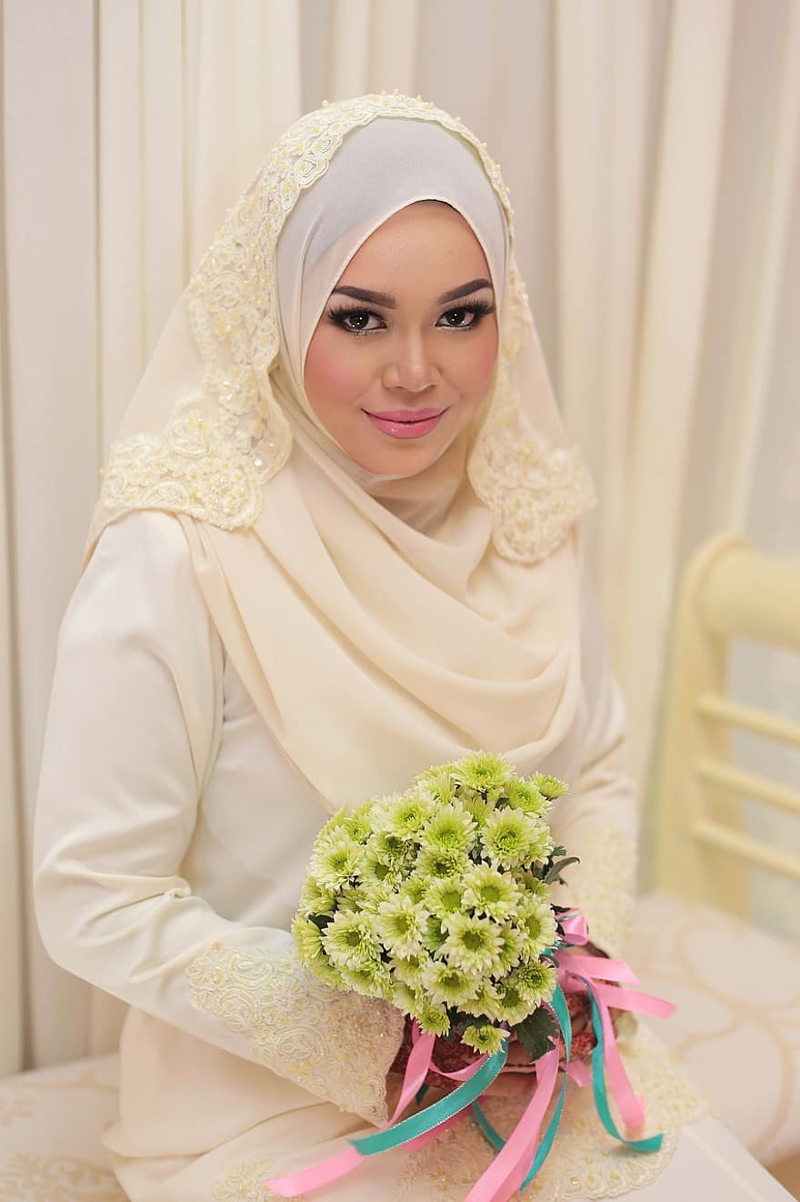 Wedding, Hijab, Woman, Girl, Fashion, White, Muslim, Female, women, adult, smiling