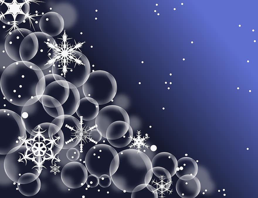 hiver, modèle, abstraction, bulles de savon, l'arrière-plan, Contexte, fermer, les bulles, neige, flocons de neige, rond