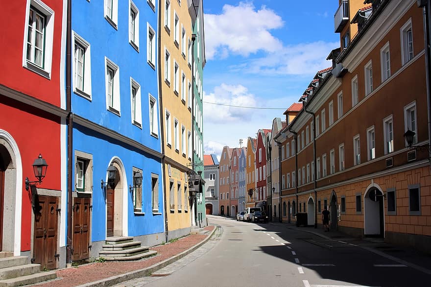gade, by, østrig, Schärding, barok arkitektur, historisk, idyllisk