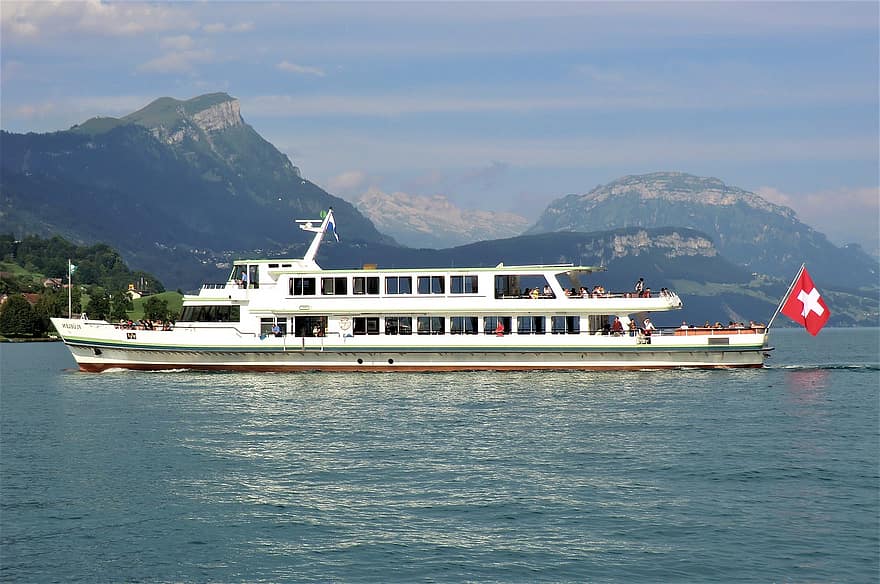 turbåd, Schweiz, sø lucerne, krydstogtskib, nautiske fartøj, vand, rejse, transportmidler, sommer, transportform, blå