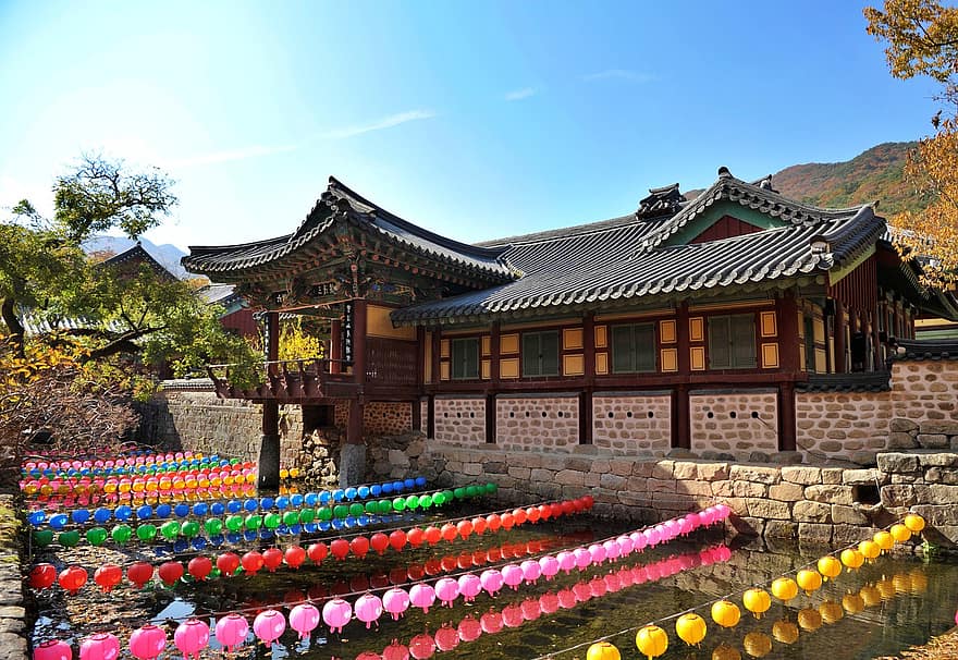 寺院、韓国、旅行、観光、松光寺、ハノク、伝統的な家