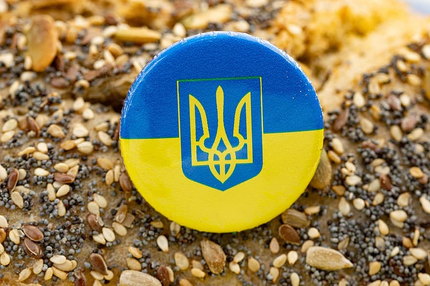 Ukrajna, gomb, címer, embléma, zászlós, logo, közelkép, háttérrel, szimbólum, hazaszeretet, utazás