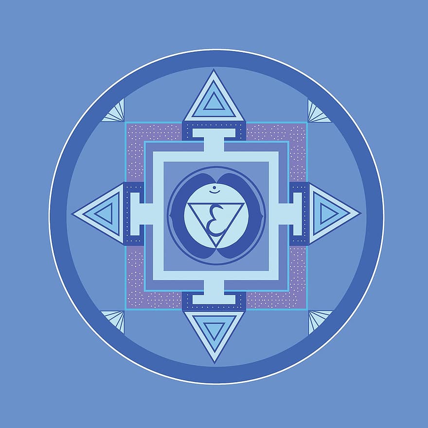 blå, chakra, mandala, meditation, yoga, energi, andlighet, Ajnya