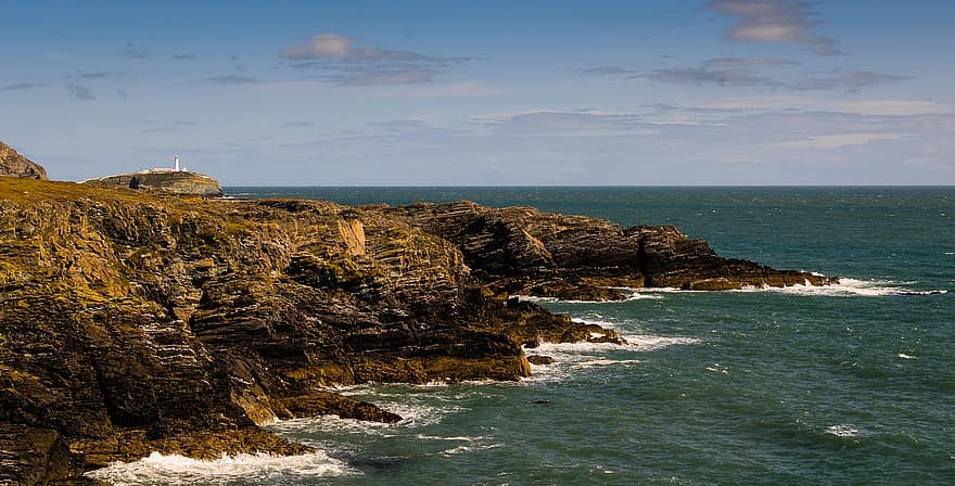 wales, hav, kyst, kystlinje, Anglesey, sydstabel, Holyhead, natur, klippe, vann, stein