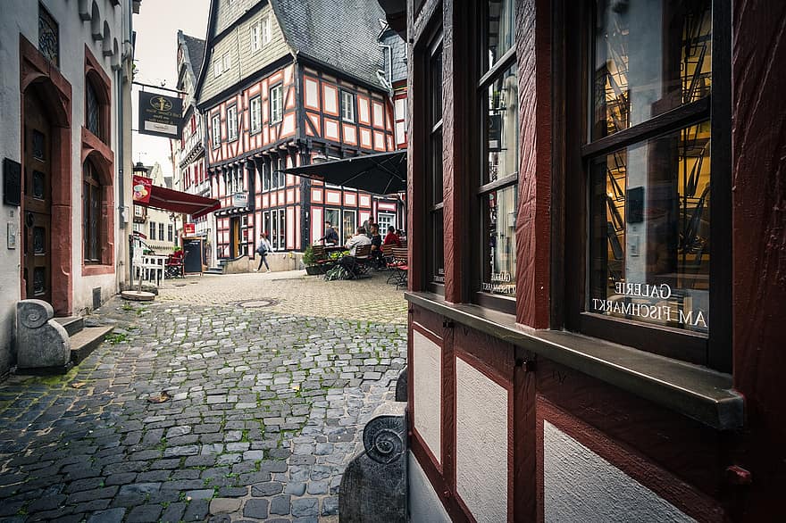 Limburg, vanha kaupunki, puurunkoinen talo, matkustaa, historiallinen keskusta, galleria, kalakauppa, arkkitehtuuri, Eurooppa, rakennus, kaupunki-