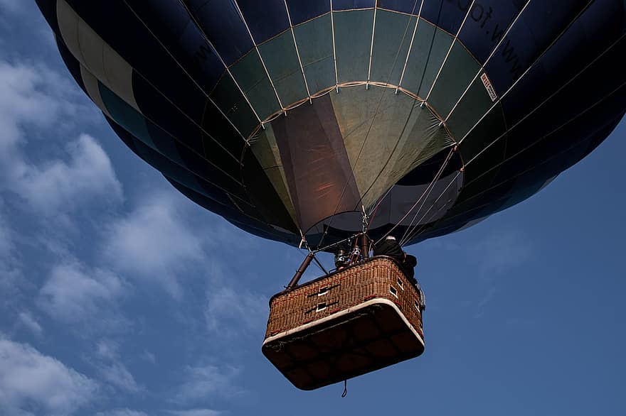 karšto oro balionas, skraidantis, dangus, plūduriuojantis, krepšelis, gondola, balionas, skrydis karšto oro balionu, saulės šviesa, šviesa, vėjas