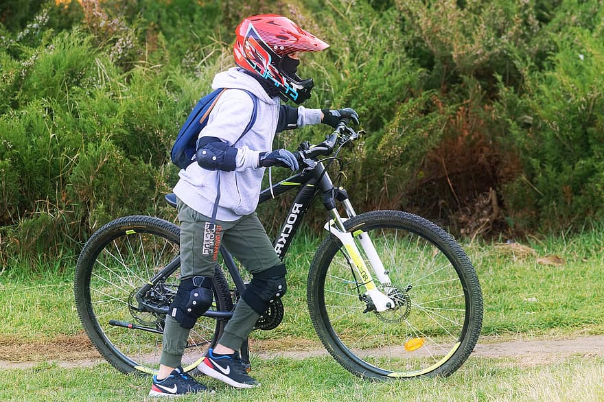자전거, 십대, 헬멧, 활동