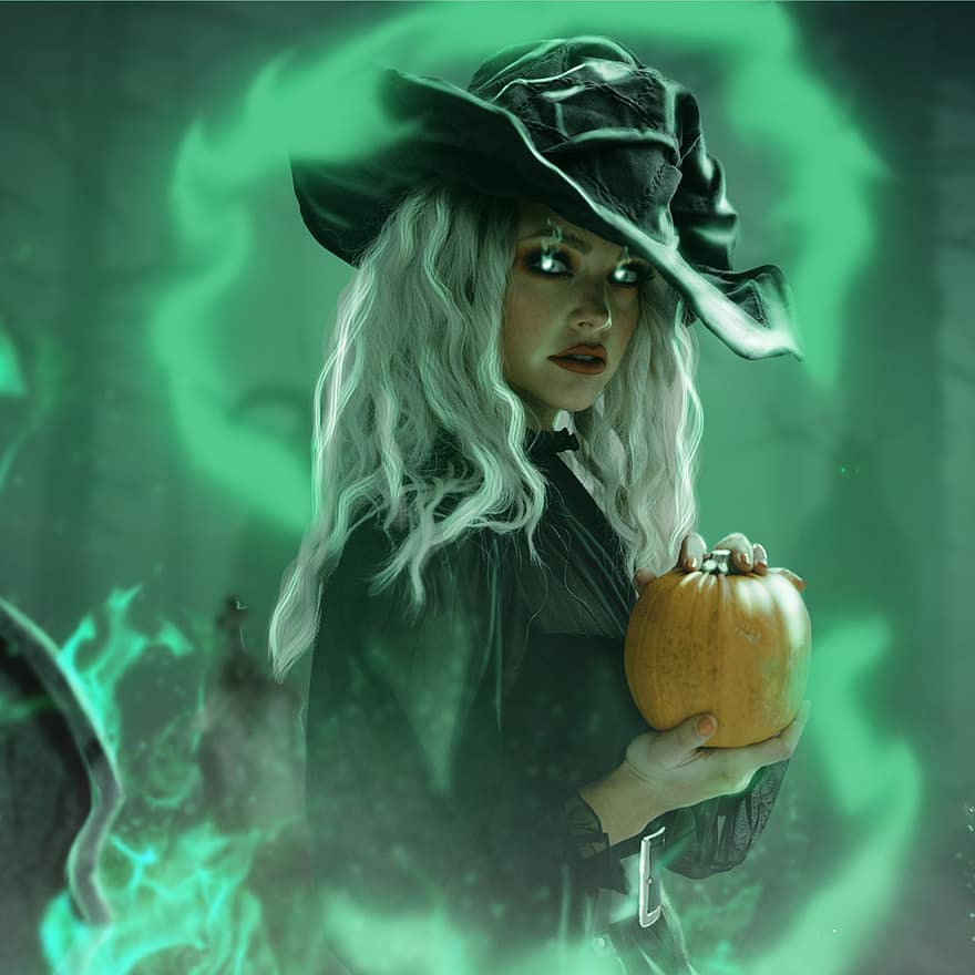 Хэллоуин, ведьма, фантастика, женщина, женский пол, мистический, таинственный