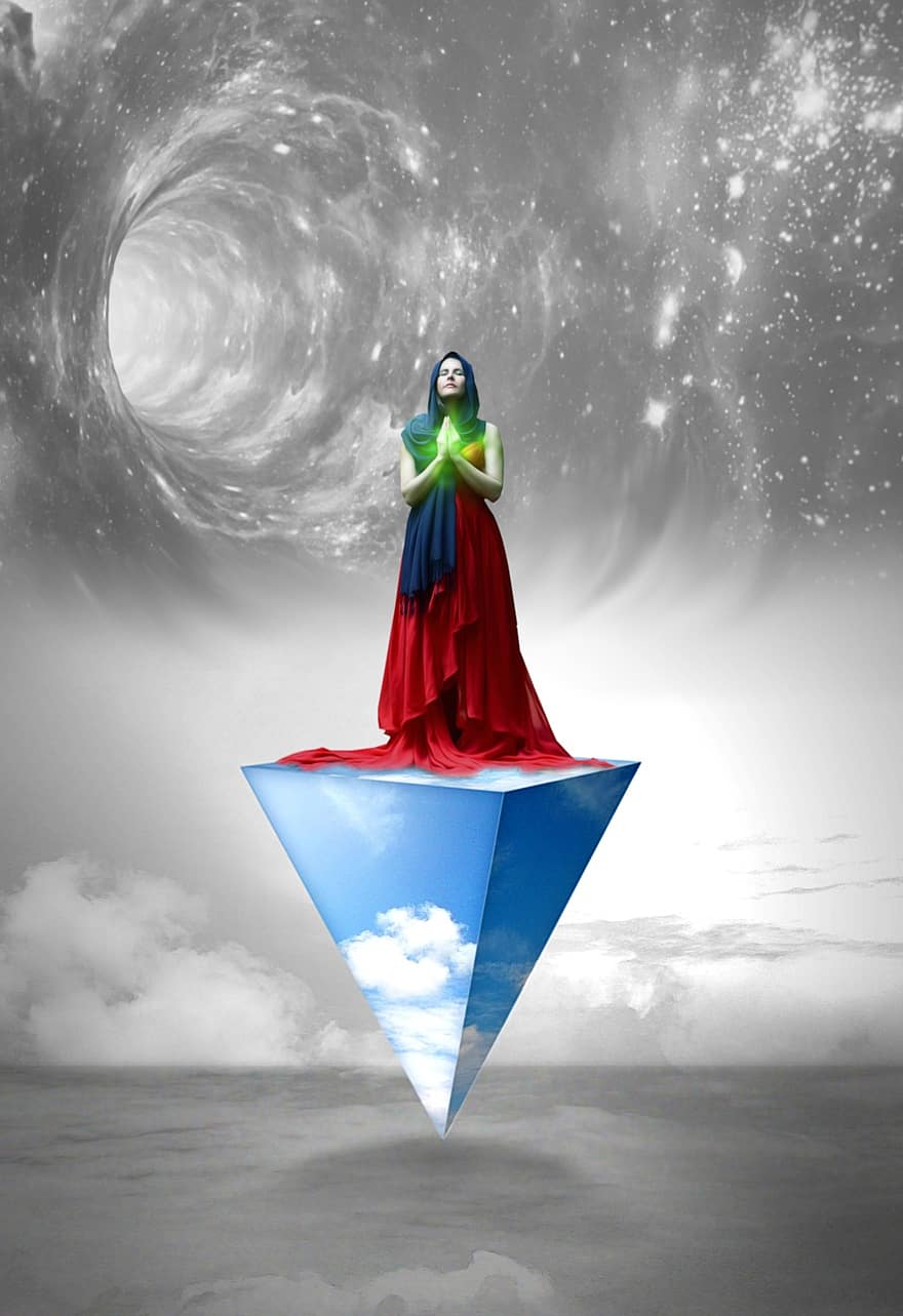 жінка, піраміда, Всесвіт, космічний, космос, maga, простору, богиня, божественність, магія, міф