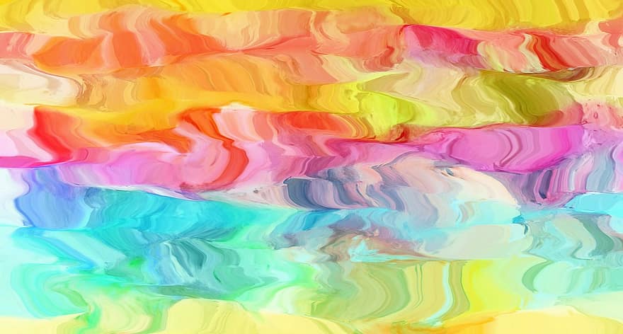 Hintergrund, abstrakt, Wellen, Oberfläche, Regenbogen, Gradient, rot, Gelb, Blau, Rosa, Mehrfarbig
