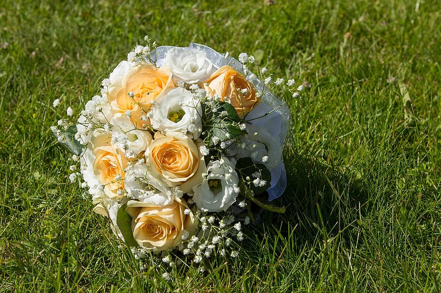 fiori, mazzo, Composizione floreale, celebrazione, nozze, estate, erba