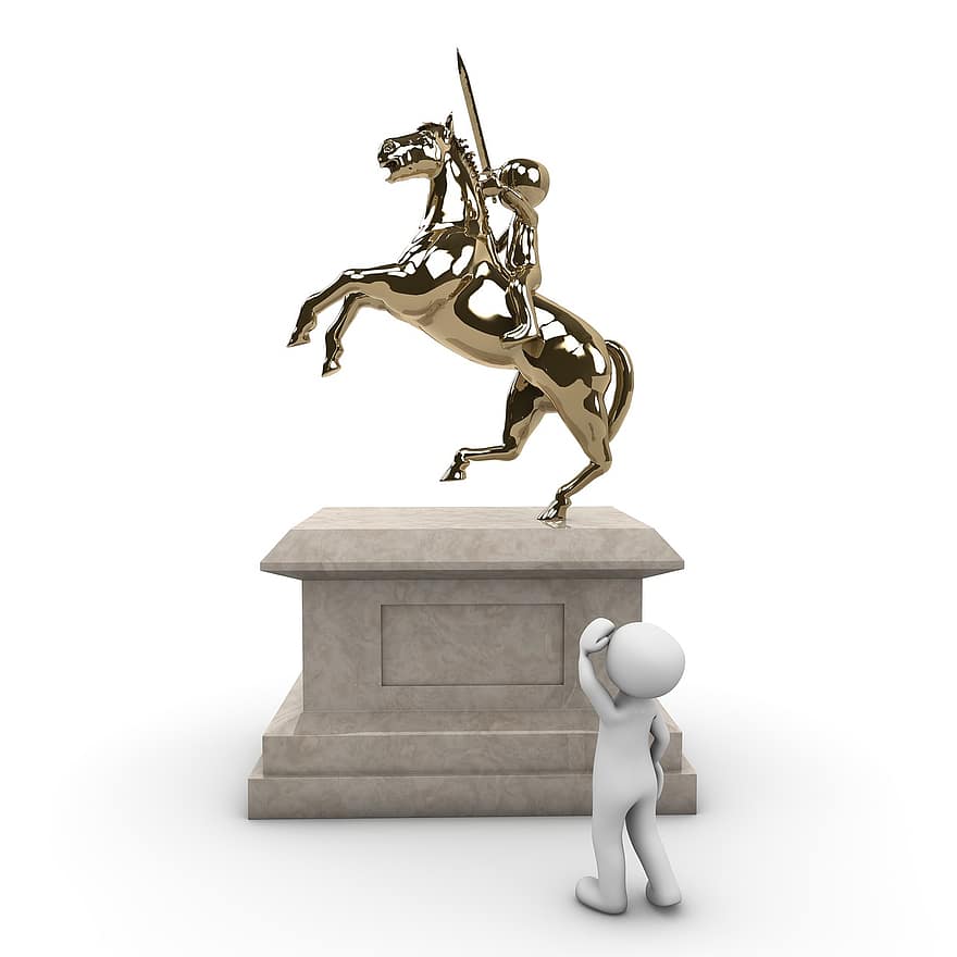 Monumento, reiterar, caballo, fuerza, globo, metal, escultura, punto de referencia