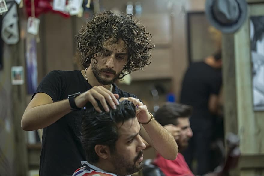 barber, frisør, menn, hårklipp, stylist, hårstylist, iranske, farsi, mennesker, livsstil, jobb