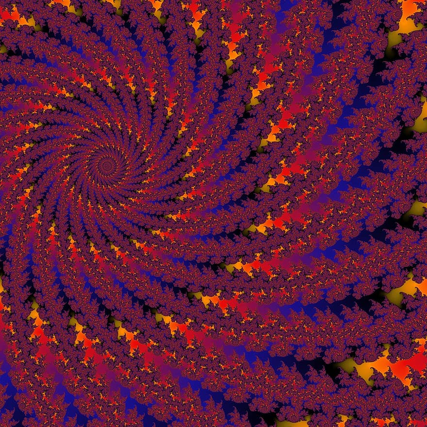 Strudel, Circles And Spiral, Hypnosis, Mandelbrot, Fractal, Mathematics, Symmetrical, Abstract, Colorful, Blue, Red
